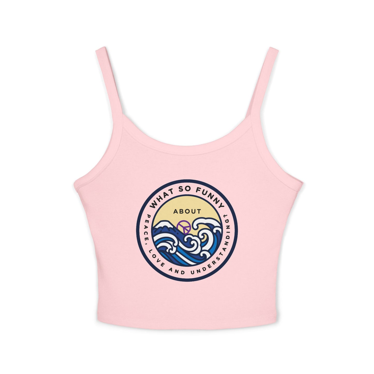 Crop Tank Top — Retro Ocean Waves "So Funny About Feeling" Graphic