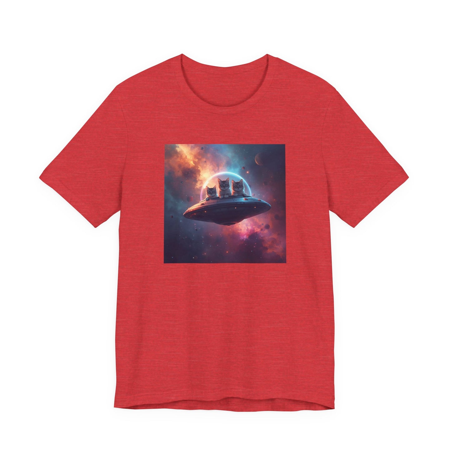 Alien cats UFO Spaceship T-Shirt — Cosmic Galaxy Abduction Tee