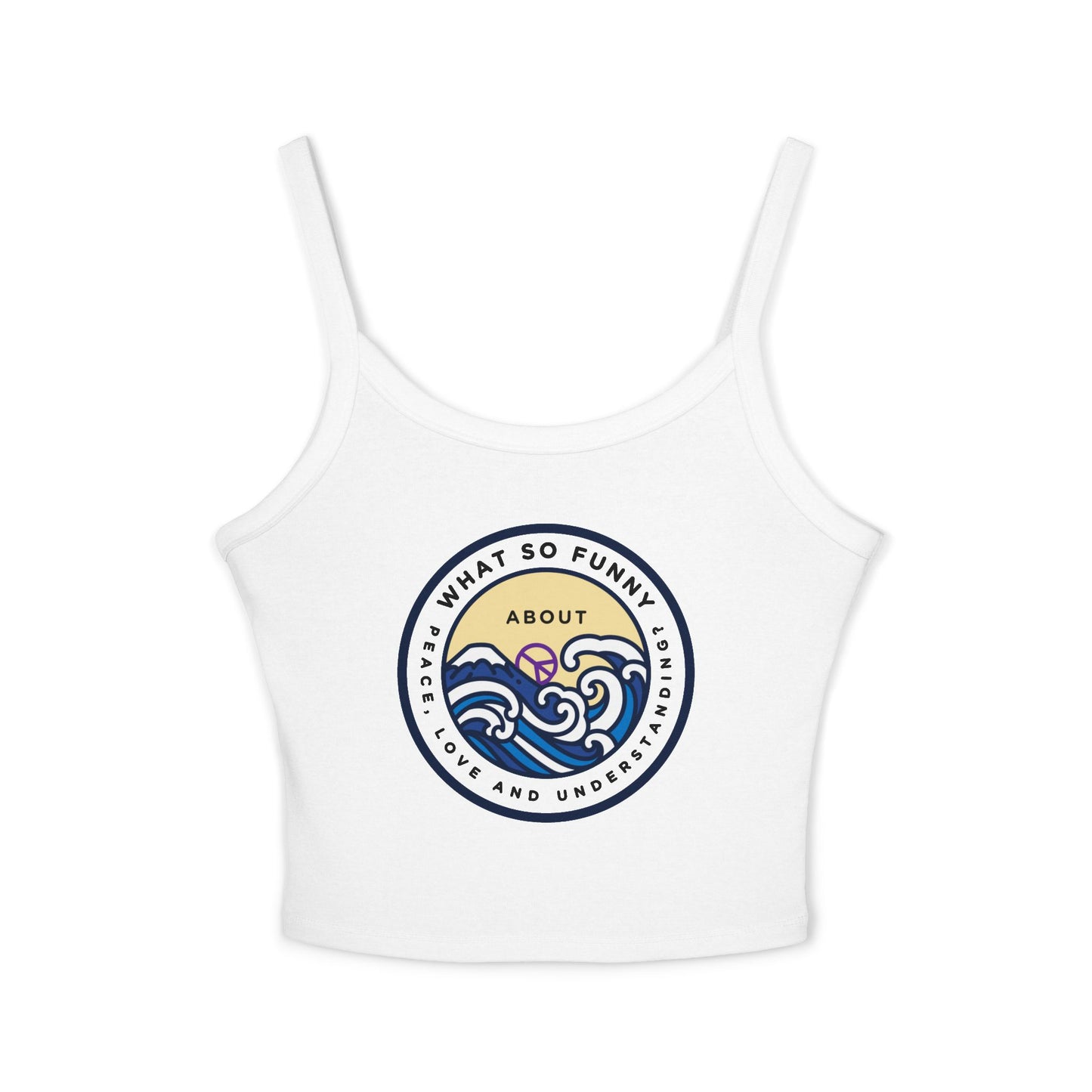 Crop Tank Top — Retro Ocean Waves "So Funny About Feeling" Graphic
