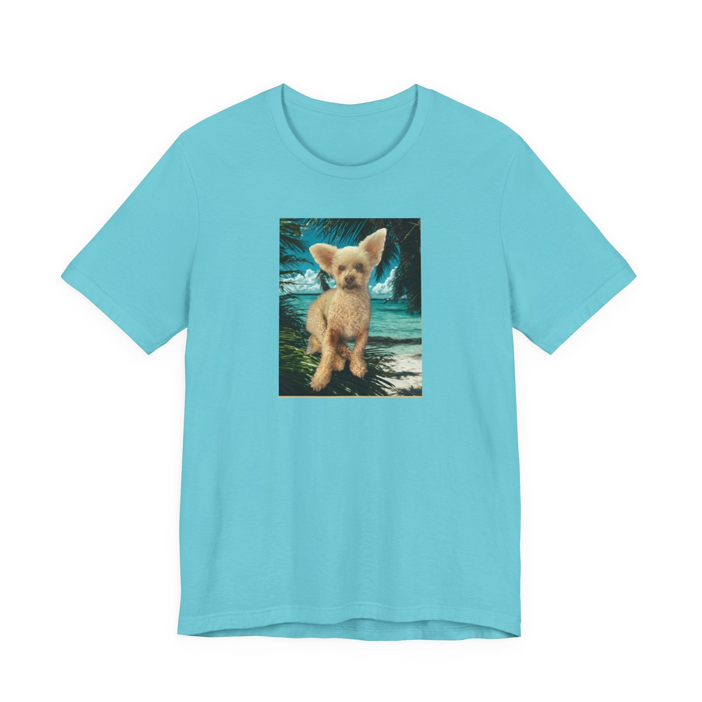 Cute Fennec Fox Graphic Tee — Small Desert Fox on Tropical Beach T-Shirt