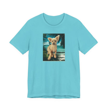 Cute Fennec Fox Graphic Tee — Small Desert Fox on Tropical Beach T-Shirt