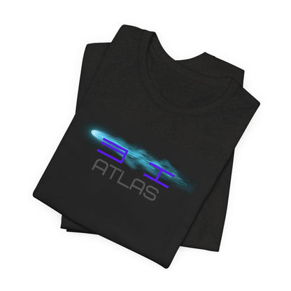 Atlas 3K Neon Logo Tee — Futuristic Sci‑Fi Graphic T-Shirt