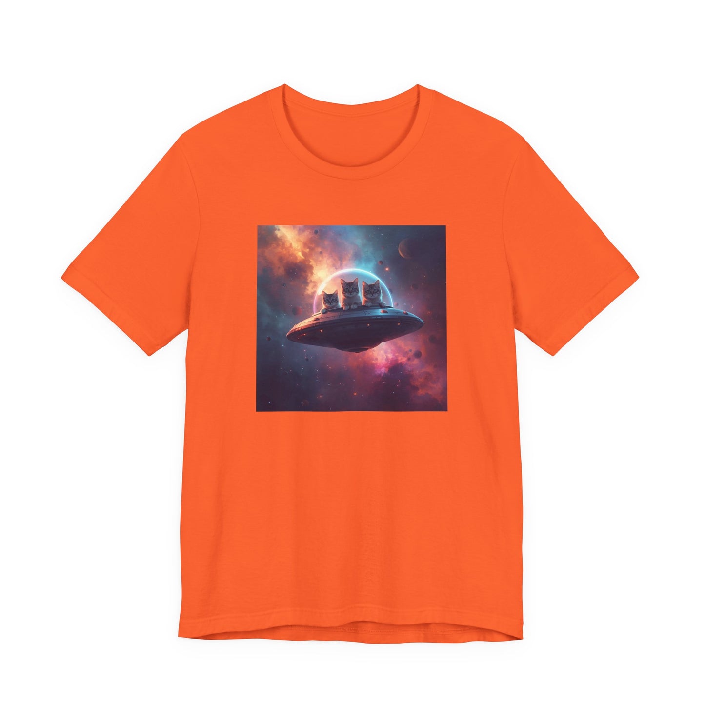 Alien cats UFO Spaceship T-Shirt — Cosmic Galaxy Abduction Tee