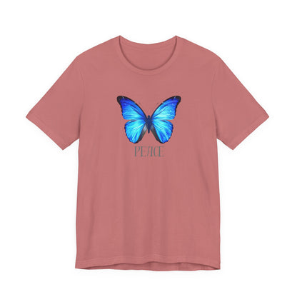 Peace Blue Butterfly Tee — Inspirational Graphic T‑Shirt