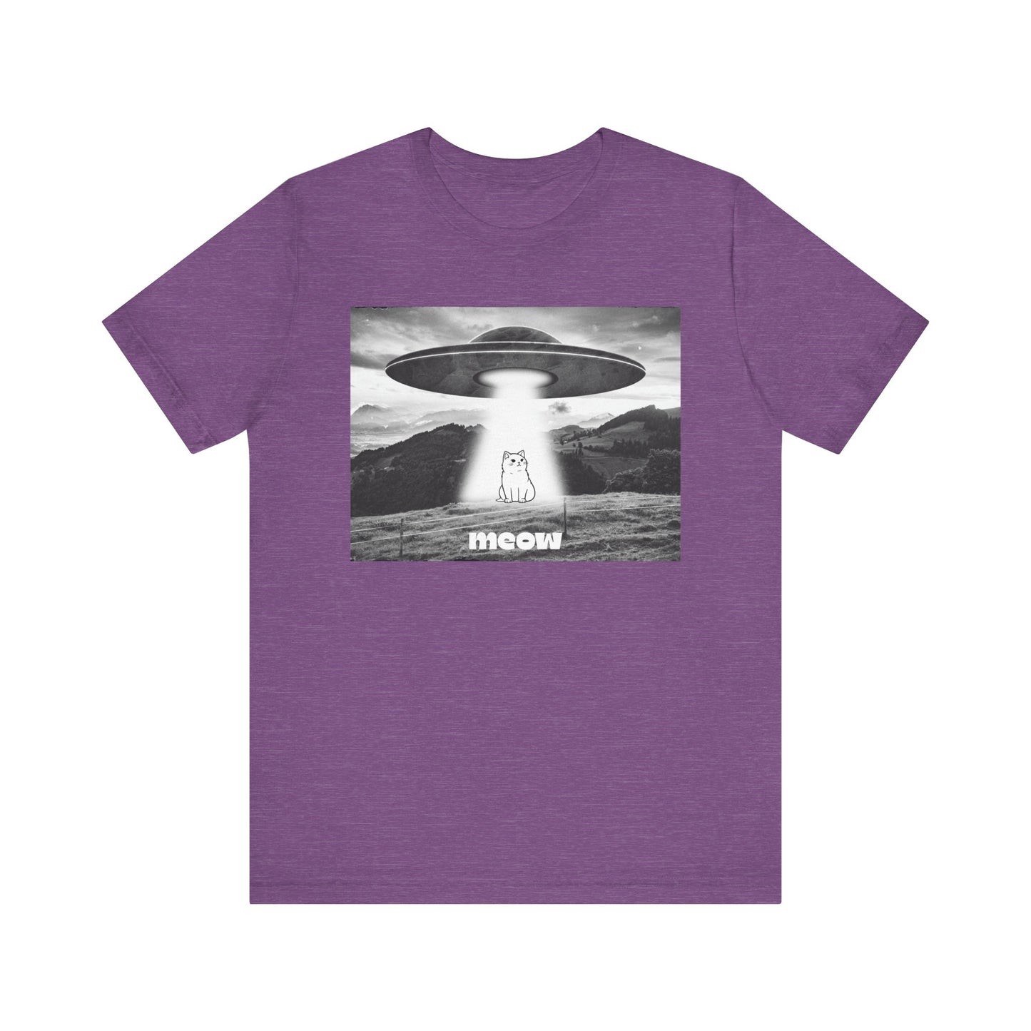 Funny Alien Cat Tee, Unisex Graphic T-Shirt, UFO Lover Gift, Cute Cat Shirt, Quirky Humor Tee, Perfect for Cat Lovers