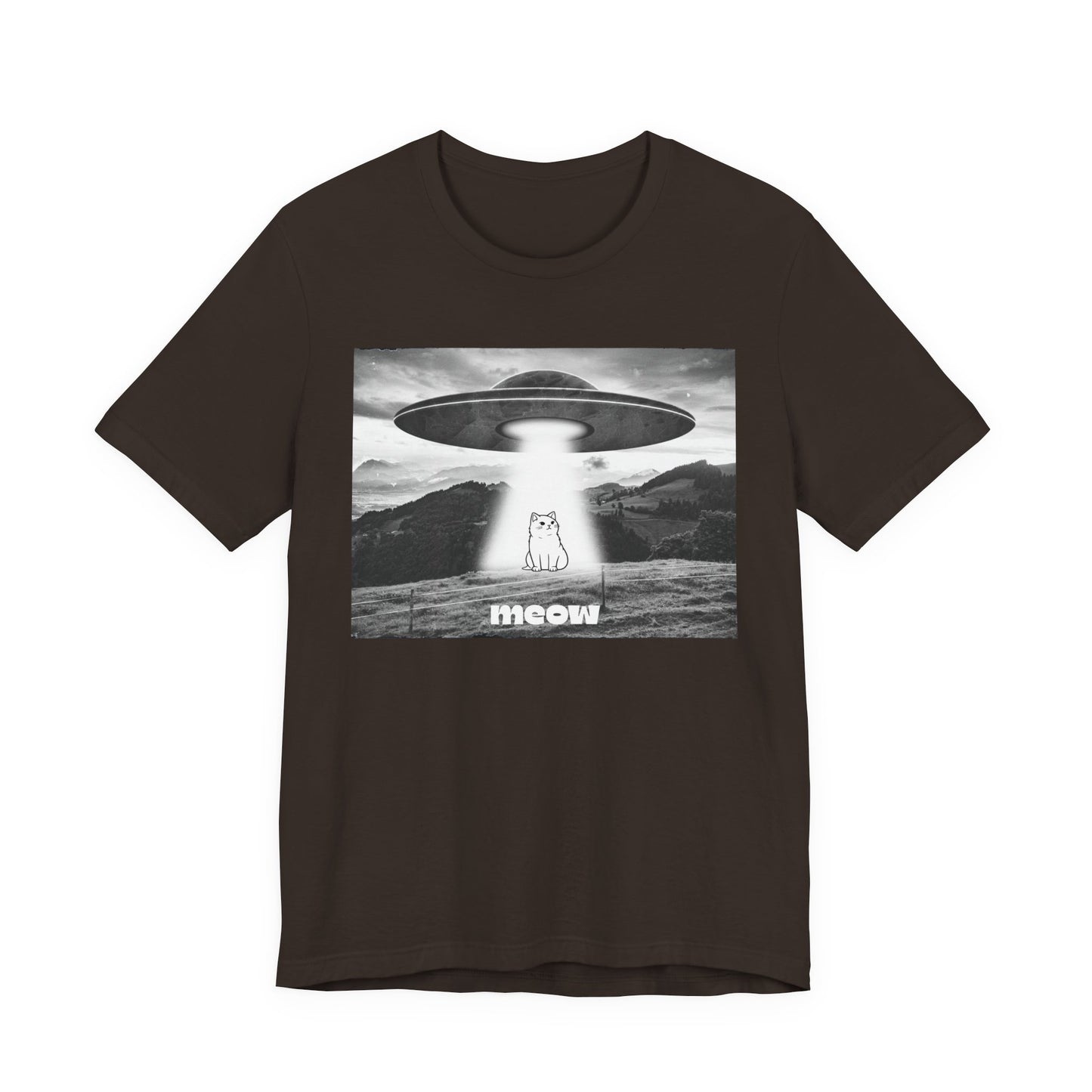 Funny Alien Cat Tee, Unisex Graphic T-Shirt, UFO Lover Gift, Cute Cat Shirt, Quirky Humor Tee, Perfect for Cat Lovers
