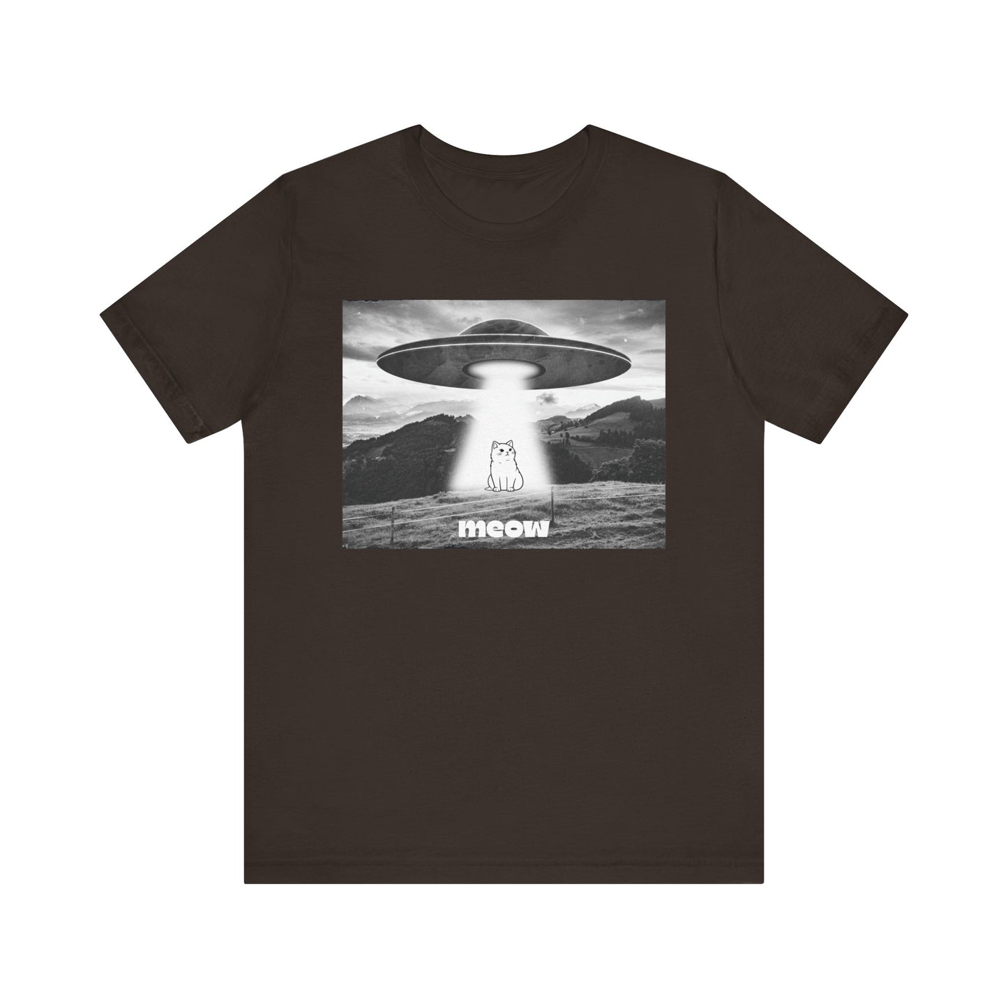 Funny Alien Cat Tee, Unisex Graphic T-Shirt, UFO Lover Gift, Cute Cat Shirt, Quirky Humor Tee, Perfect for Cat Lovers