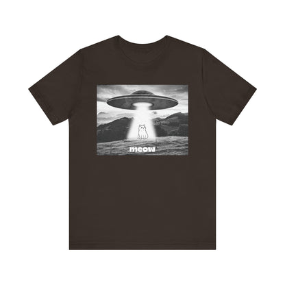 Funny Alien Cat Tee, Unisex Graphic T-Shirt, UFO Lover Gift, Cute Cat Shirt, Quirky Humor Tee, Perfect for Cat Lovers