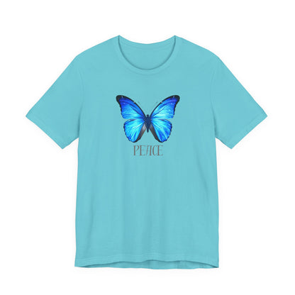 Peace Blue Butterfly Tee — Inspirational Graphic T‑Shirt