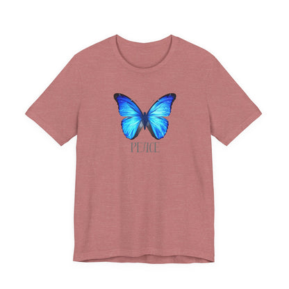 Peace Blue Butterfly Tee — Inspirational Graphic T‑Shirt