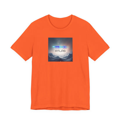 Atlas Mountain Graphic Tee — Futuristic Neon Logo T-Shirt