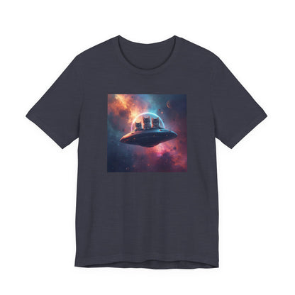 Alien cats UFO Spaceship T-Shirt — Cosmic Galaxy Abduction Tee