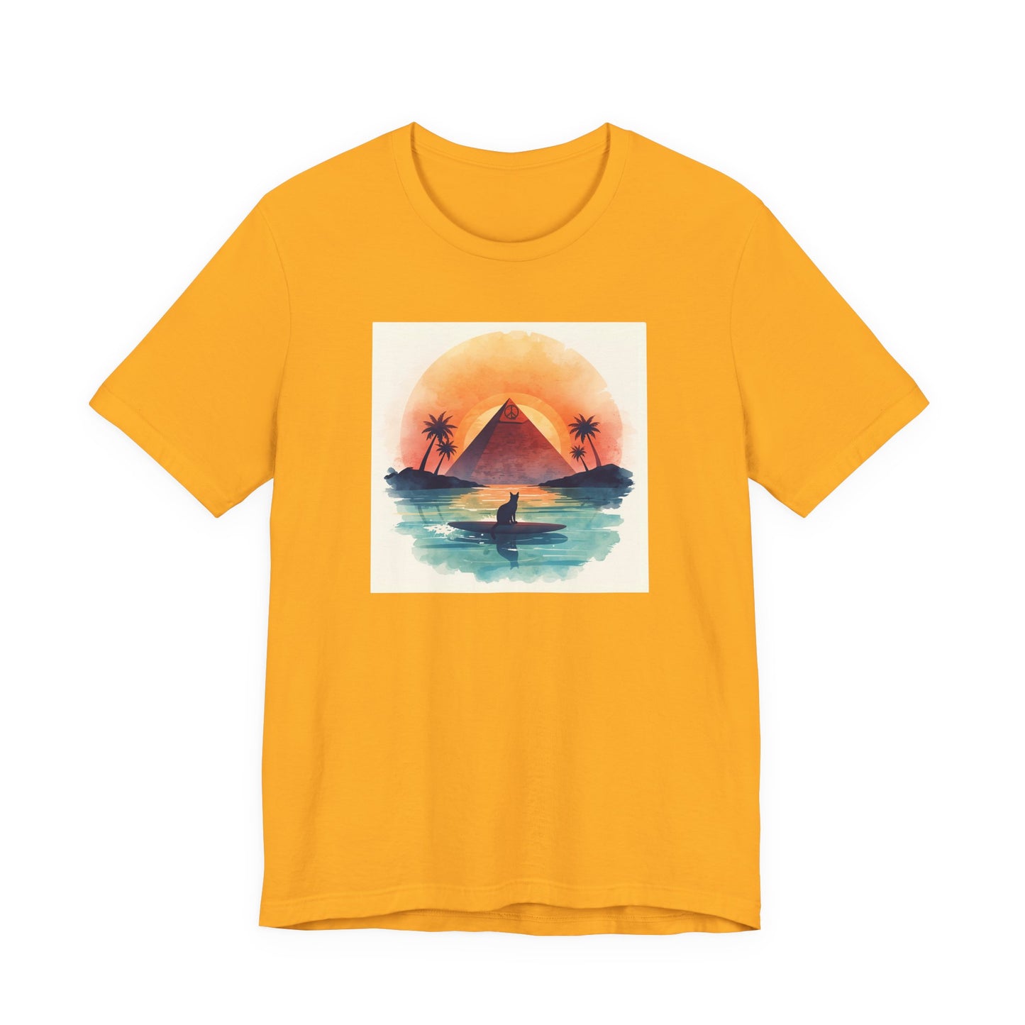 Sunset Pyramid Surf T-Shirt — Retro Beach Graphic Tee