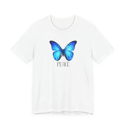 Peace Blue Butterfly Tee — Inspirational Graphic T‑Shirt