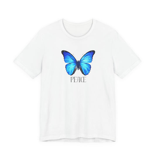 Peace Blue Butterfly Tee — Inspirational Graphic T‑Shirt