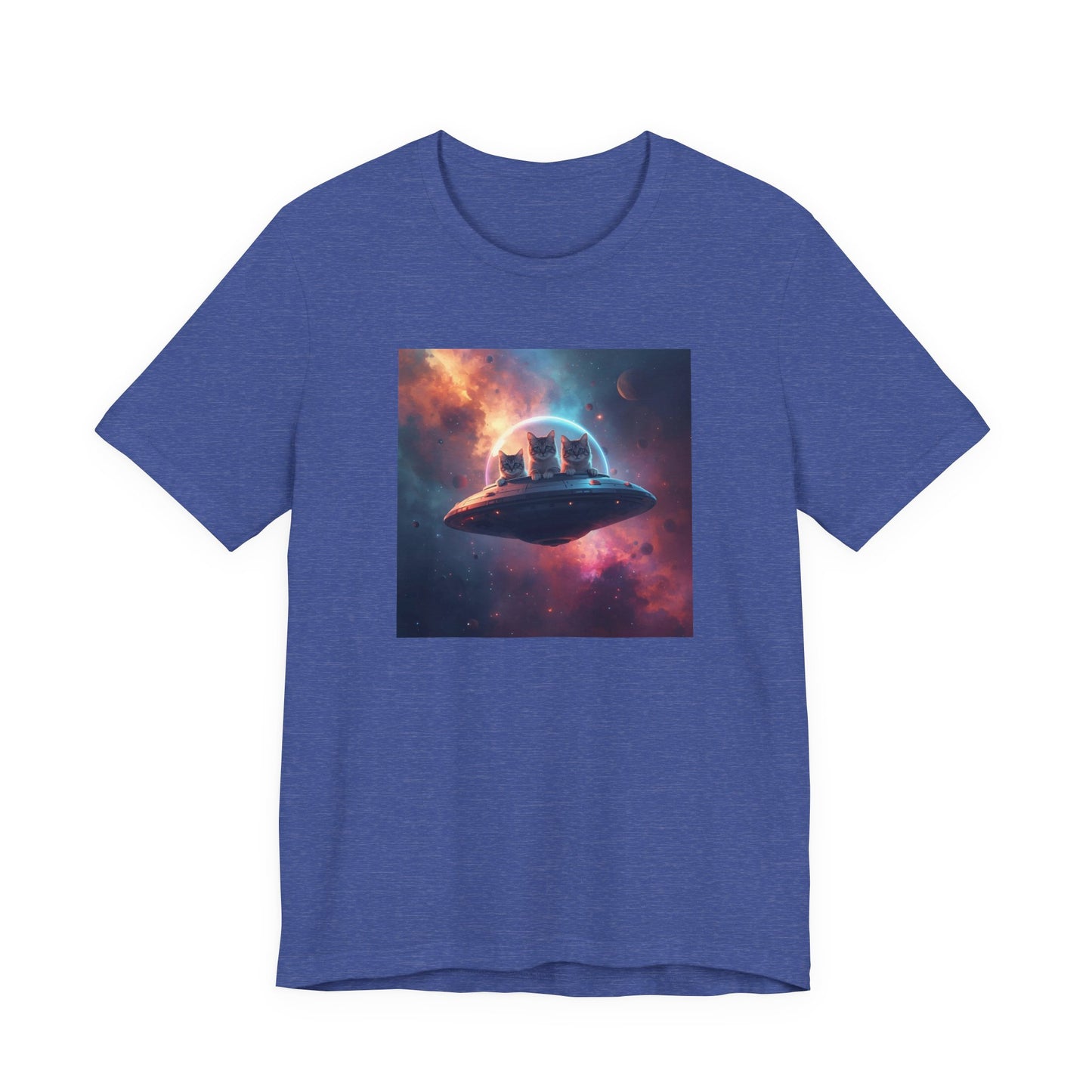 Alien cats UFO Spaceship T-Shirt — Cosmic Galaxy Abduction Tee