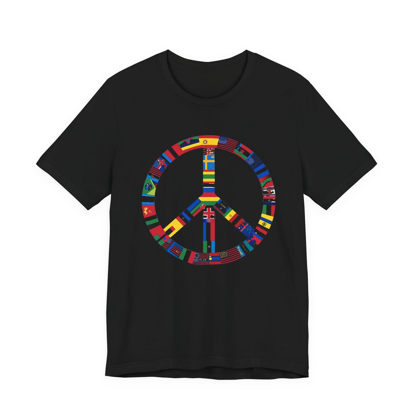 Peace Sign T‑Shirt with International Flags — Global Unity Tee