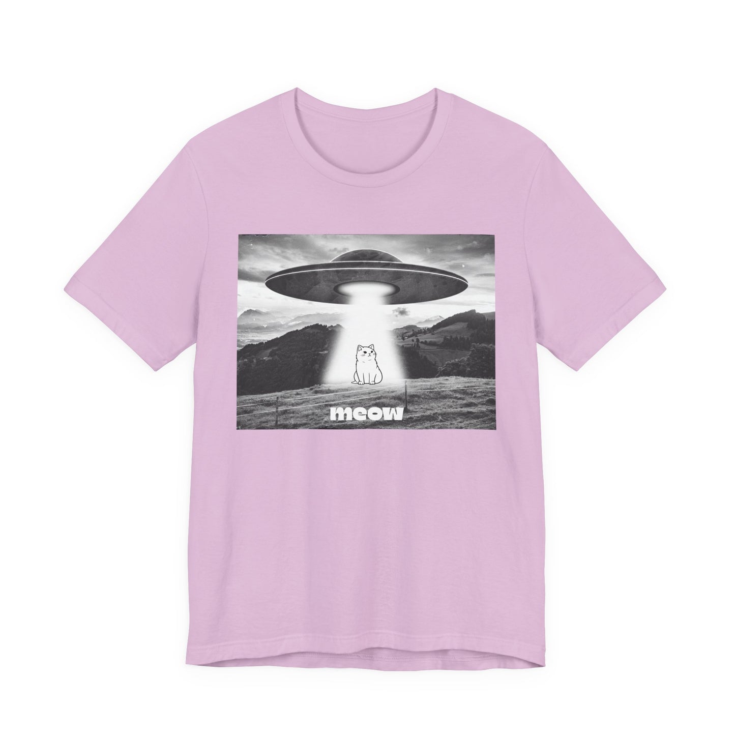 Funny Alien Cat Tee, Unisex Graphic T-Shirt, UFO Lover Gift, Cute Cat Shirt, Quirky Humor Tee, Perfect for Cat Lovers