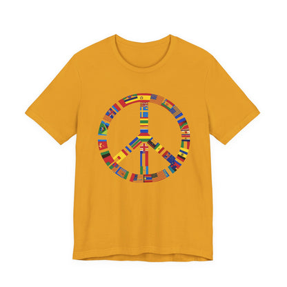 Peace Sign T‑Shirt with International Flags — Global Unity Tee