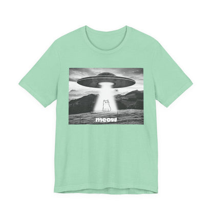 Funny Alien Cat Tee, Unisex Graphic T-Shirt, UFO Lover Gift, Cute Cat Shirt, Quirky Humor Tee, Perfect for Cat Lovers