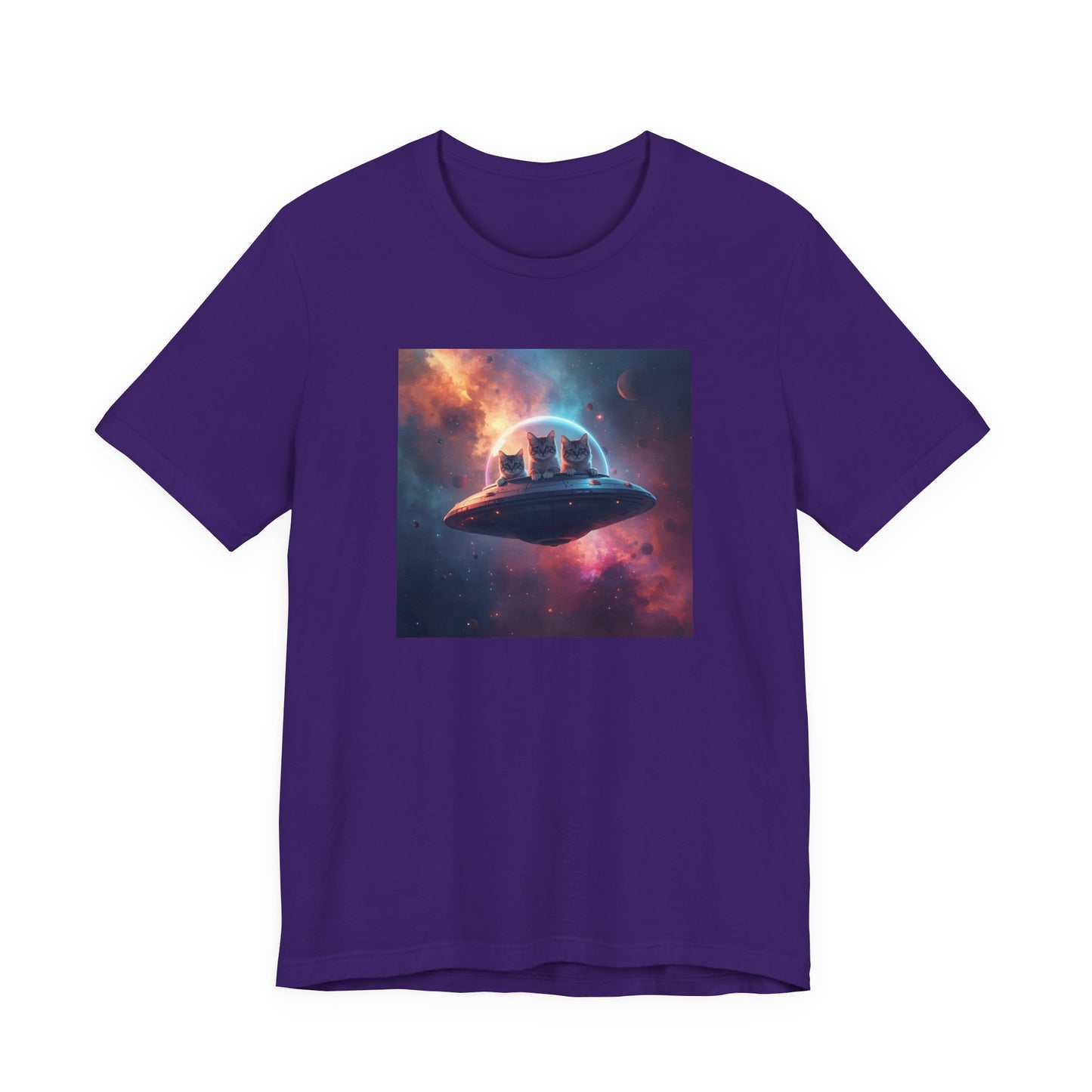Alien cats UFO Spaceship T-Shirt — Cosmic Galaxy Abduction Tee