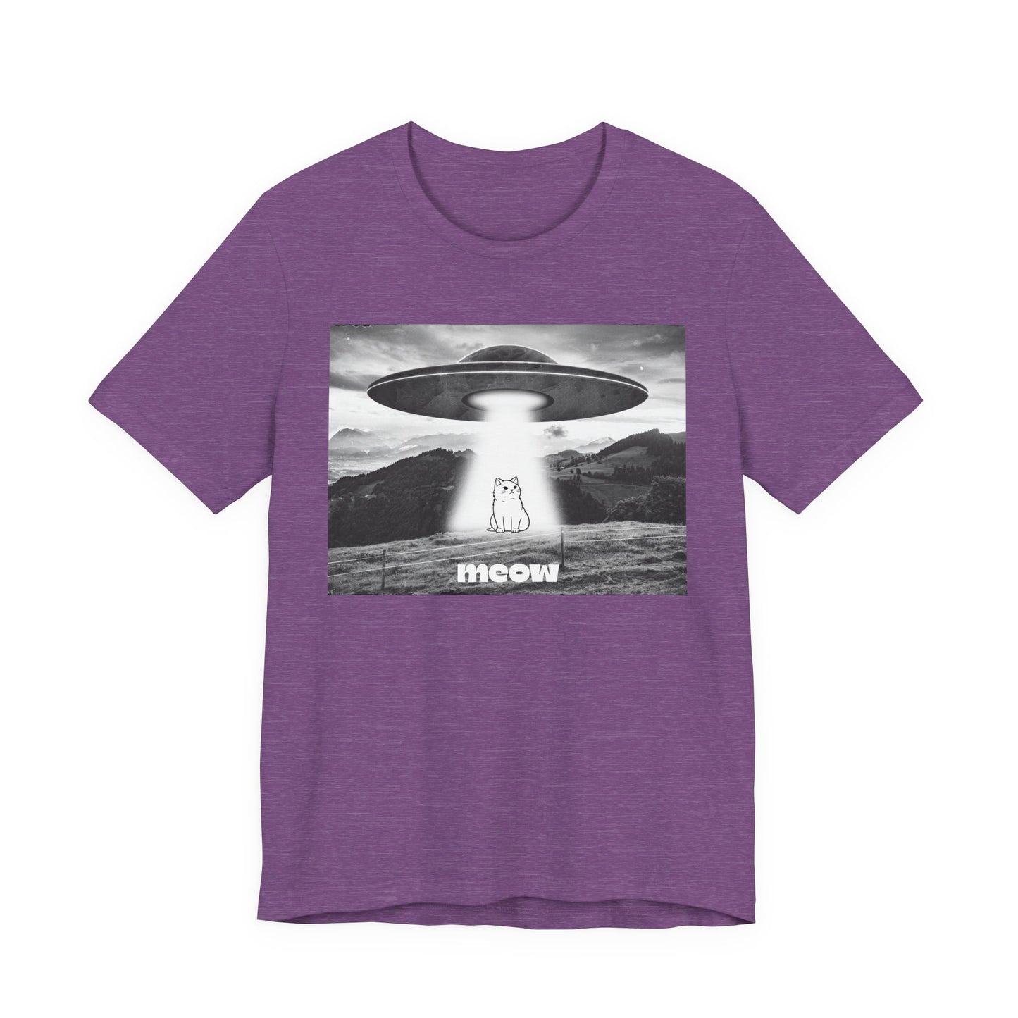 Funny Alien Cat Tee, Unisex Graphic T-Shirt, UFO Lover Gift, Cute Cat Shirt, Quirky Humor Tee, Perfect for Cat Lovers