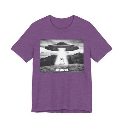 Funny Alien Cat Tee, Unisex Graphic T-Shirt, UFO Lover Gift, Cute Cat Shirt, Quirky Humor Tee, Perfect for Cat Lovers