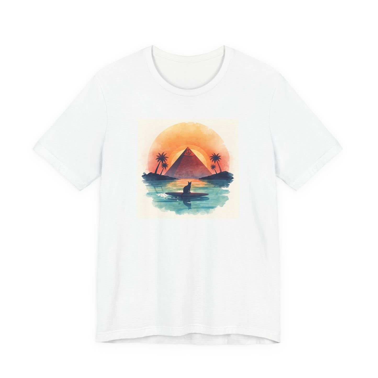 Sunset Pyramid Surf T-Shirt — Retro Beach Graphic Tee