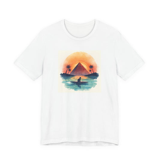 Sunset Pyramid Surf T-Shirt — Retro Beach Graphic Tee