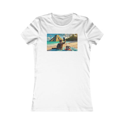 WOMENS CRBR COFFEE CLUB CAT  BEACH SELFIE