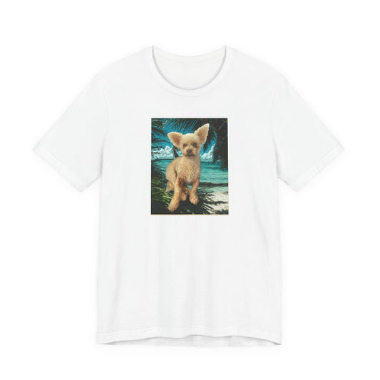 Cute Fennec Fox Graphic Tee — Small Desert Fox on Tropical Beach T-Shirt