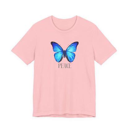 Peace Blue Butterfly Tee — Inspirational Graphic T‑Shirt