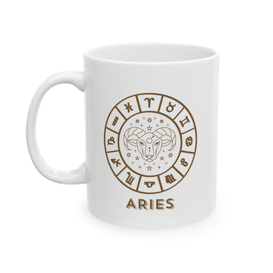 Aries Astrology Ceramic Mug, Zodiac Coffee Cup