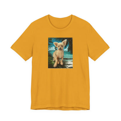 Cute Fennec Fox Graphic Tee — Small Desert Fox on Tropical Beach T-Shirt