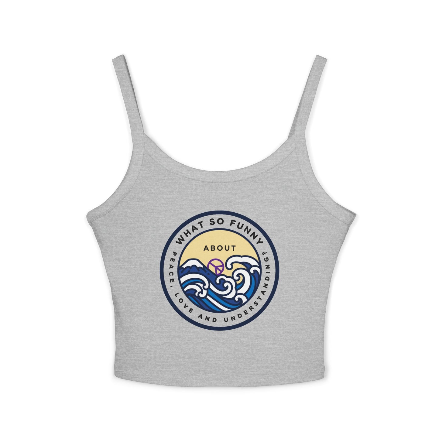 Crop Tank Top — Retro Ocean Waves "So Funny About Feeling" Graphic