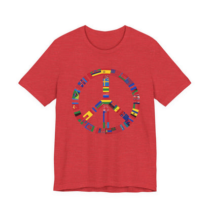 Peace Sign T‑Shirt with International Flags — Global Unity Tee