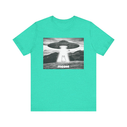 Funny Alien Cat Tee, Unisex Graphic T-Shirt, UFO Lover Gift, Cute Cat Shirt, Quirky Humor Tee, Perfect for Cat Lovers