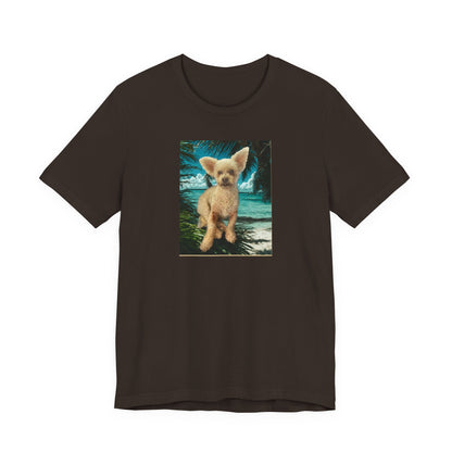 Cute Fennec Fox Graphic Tee — Small Desert Fox on Tropical Beach T-Shirt