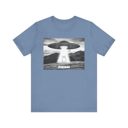 Funny Alien Cat Tee, Unisex Graphic T-Shirt, UFO Lover Gift, Cute Cat Shirt, Quirky Humor Tee, Perfect for Cat Lovers