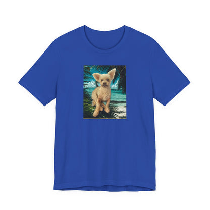 Cute Fennec Fox Graphic Tee — Small Desert Fox on Tropical Beach T-Shirt
