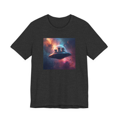 Alien cats UFO Spaceship T-Shirt — Cosmic Galaxy Abduction Tee