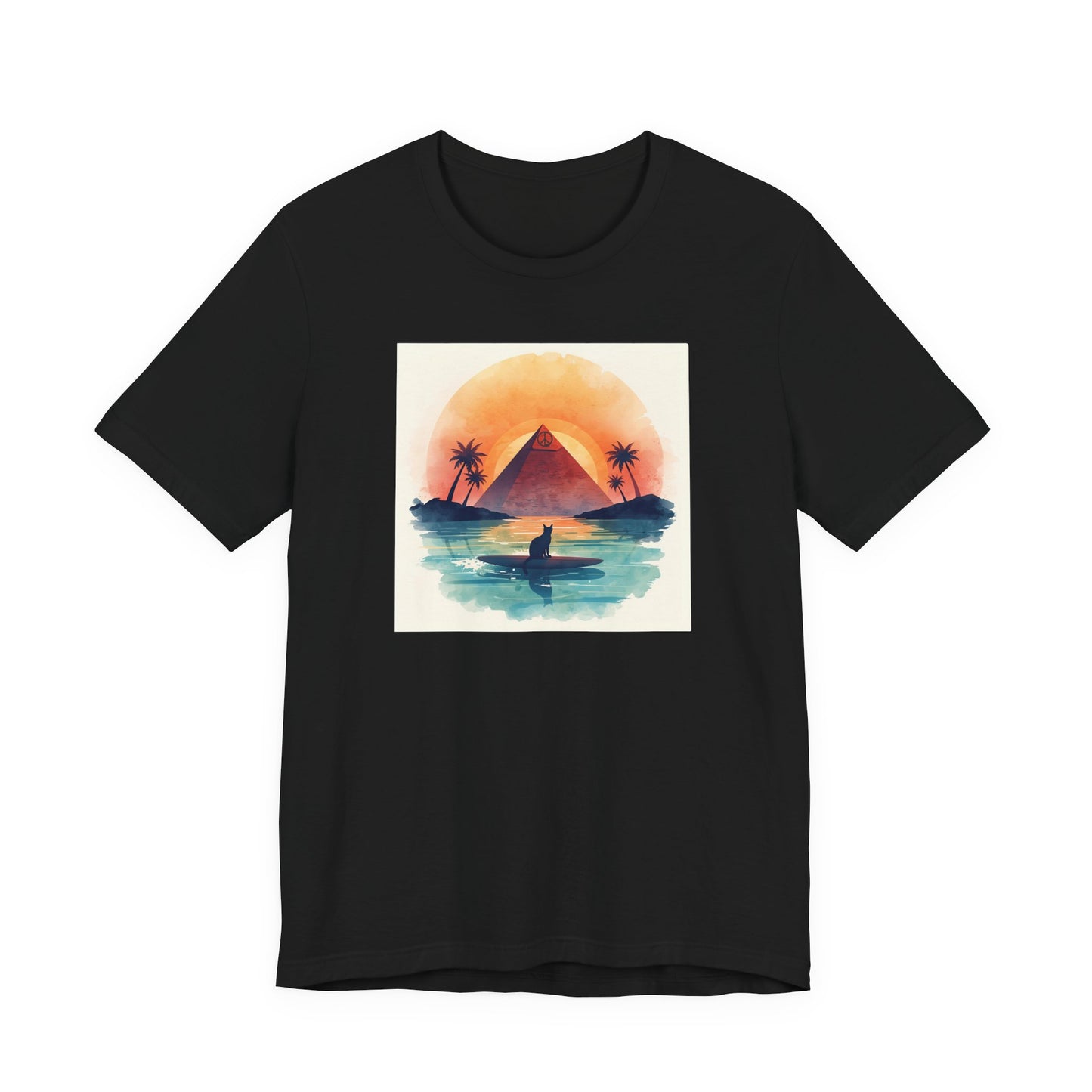 Sunset Pyramid Surf T-Shirt — Retro Beach Graphic Tee