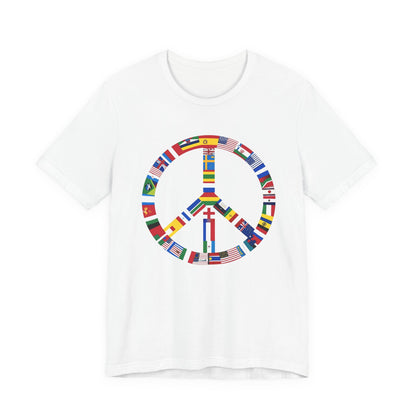 Peace Sign T‑Shirt with International Flags — Global Unity Tee
