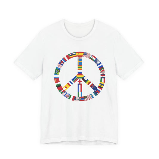 Peace Sign T‑Shirt with International Flags — Global Unity Tee