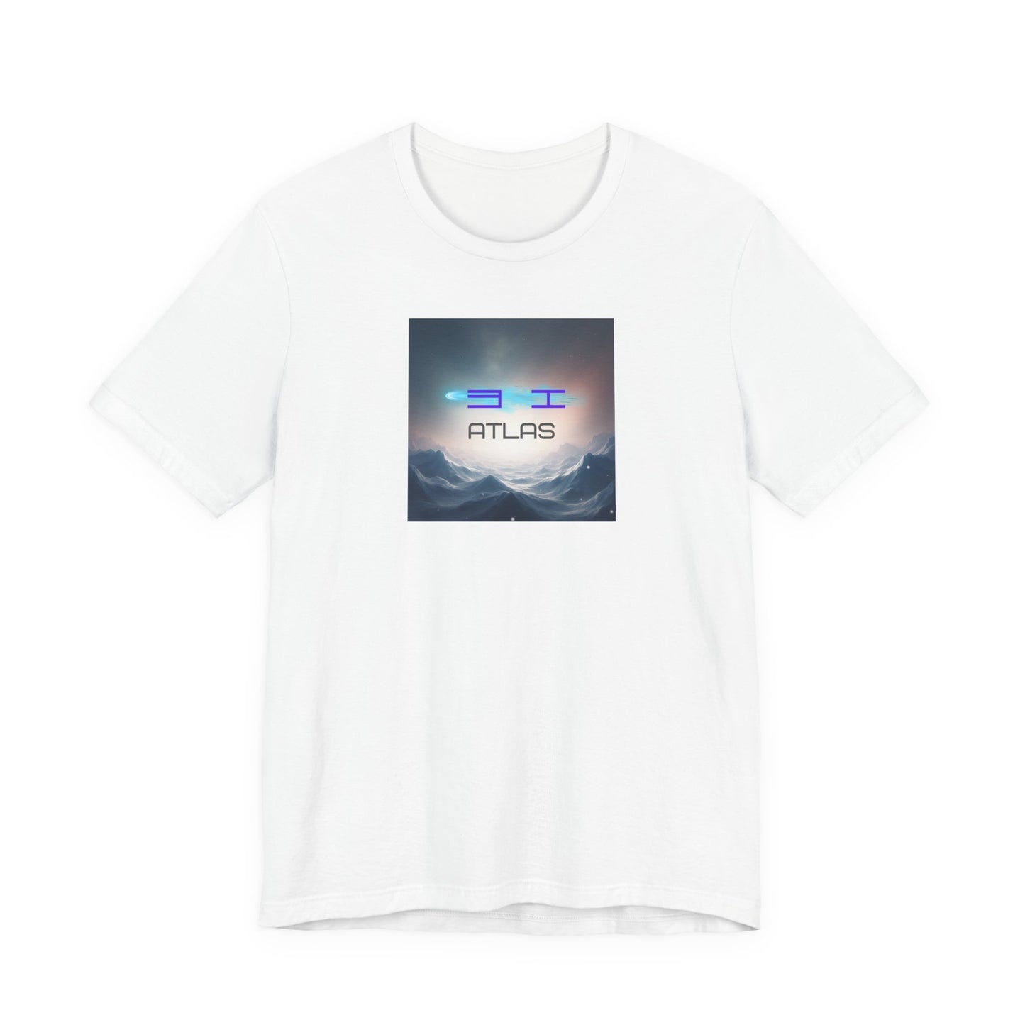 Atlas Mountain Graphic Tee — Futuristic Neon Logo T-Shirt