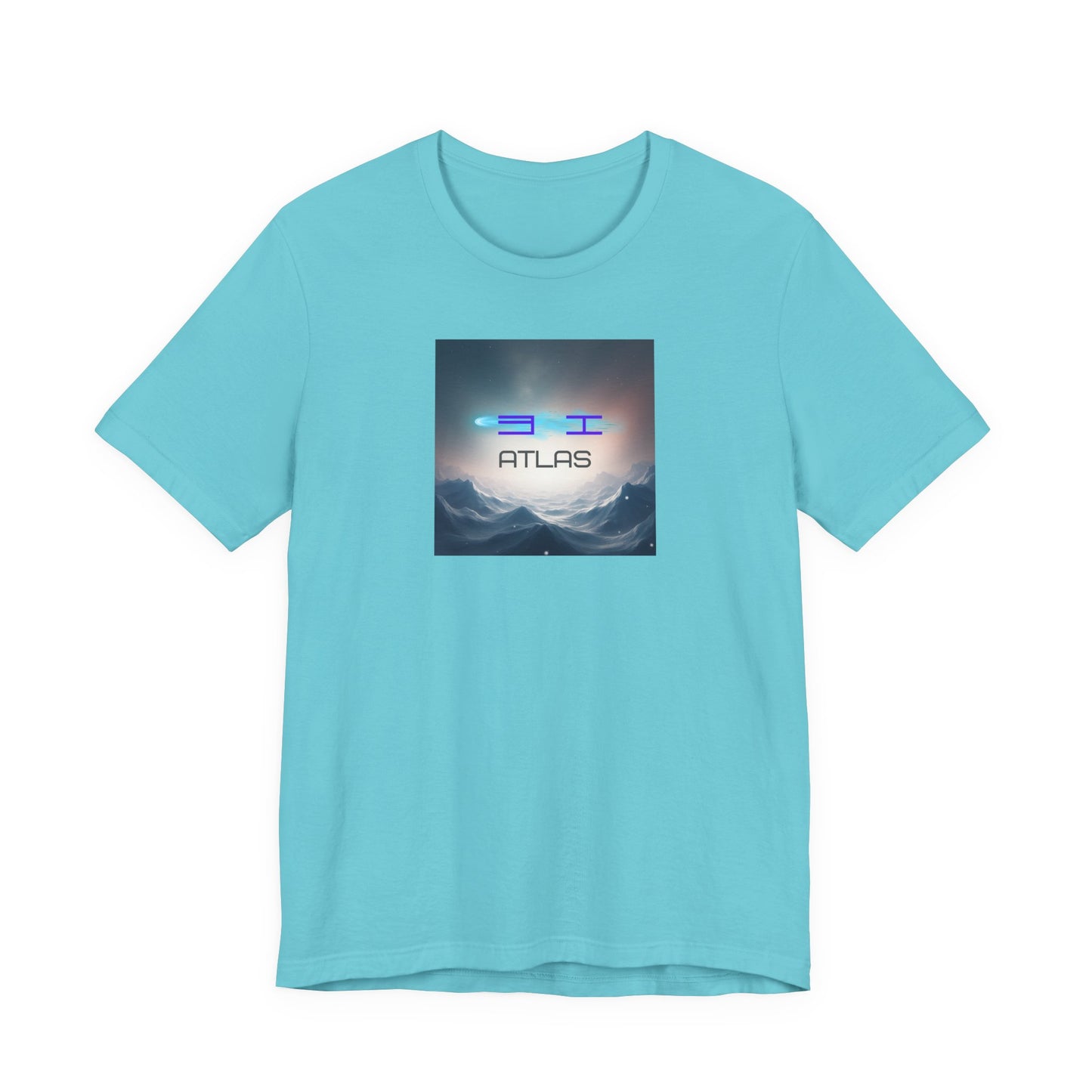 Atlas Mountain Graphic Tee — Futuristic Neon Logo T-Shirt
