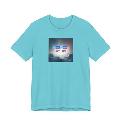 Atlas Mountain Graphic Tee — Futuristic Neon Logo T-Shirt