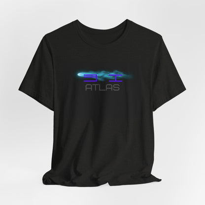 Atlas 3K Neon Logo Tee — Futuristic Sci‑Fi Graphic T-Shirt