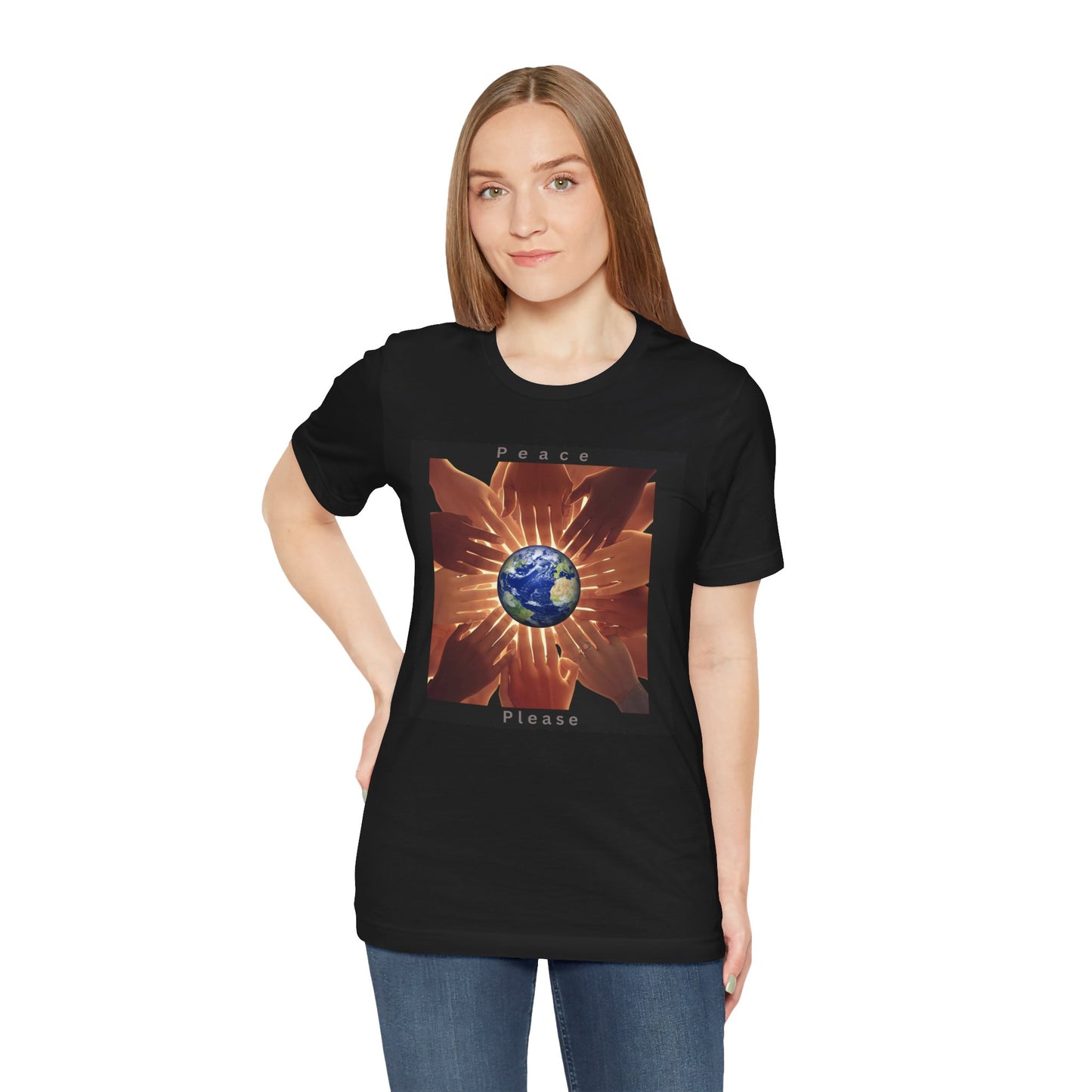 Peace Please T‑Shirt — Earth and Helping Hands Graphic Tee