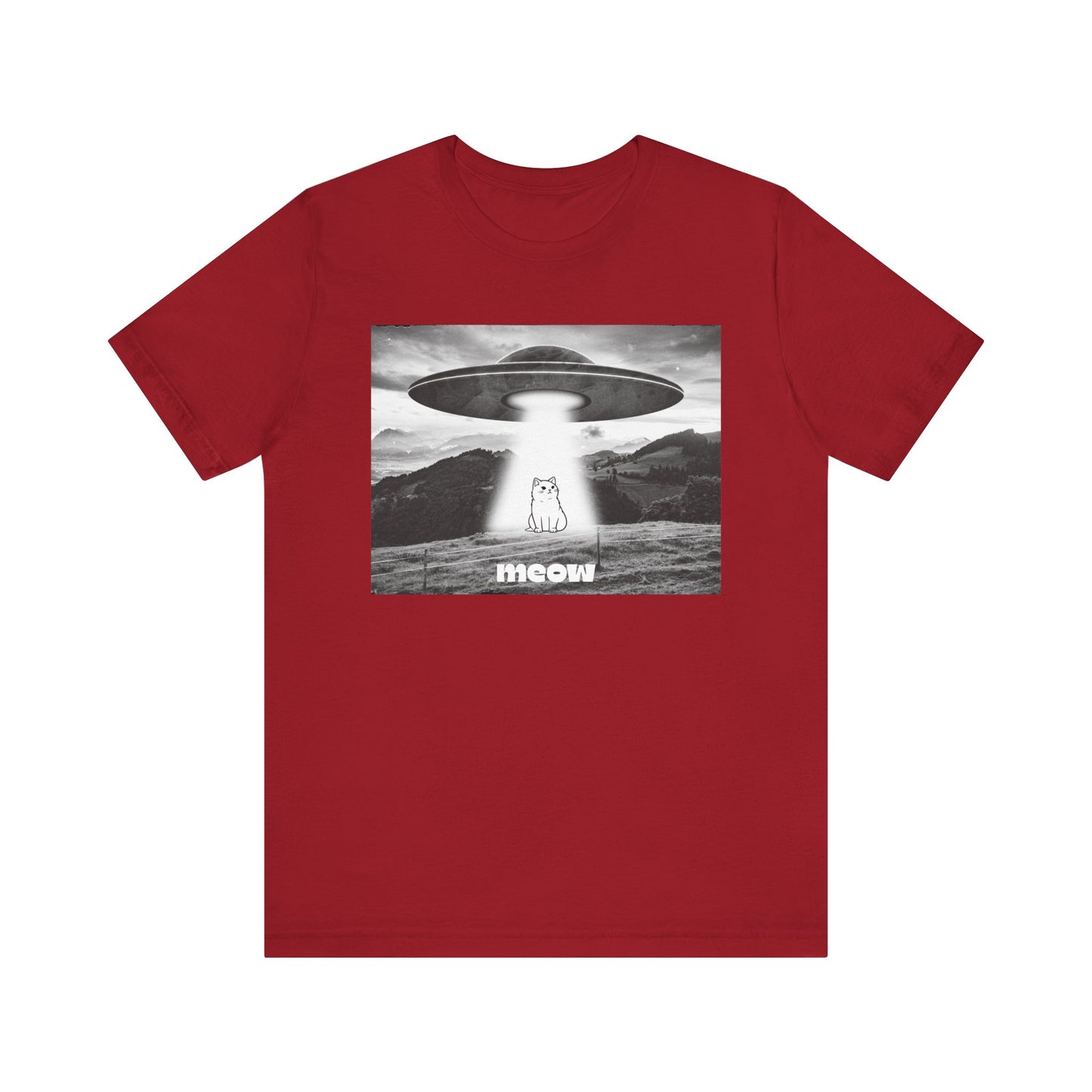 Funny Alien Cat Tee, Unisex Graphic T-Shirt, UFO Lover Gift, Cute Cat Shirt, Quirky Humor Tee, Perfect for Cat Lovers